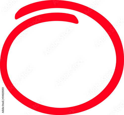 Red circle, pen draw. Highlight hand drawing circle isolated on background. Handwritten red circle. For marking text, numbers, marker pen, pencil, logo and text check, vector illustration