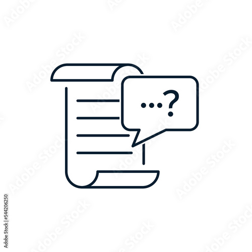 The concept of clarification, questions, terms of the contract. Vector icon isolated on white background.