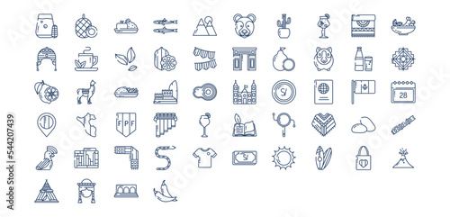 
Collection of icons related to Peru, including icons like Anchovy, Bear, Cactus, Cocoa, Guinea Pig and more. vector illustrations, Pixel Perfect set
