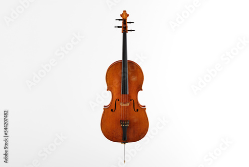 Contrabass on a light background. Concession of music and playing the double bass. Wooden double bass. 3D render, 3D illustration. photo