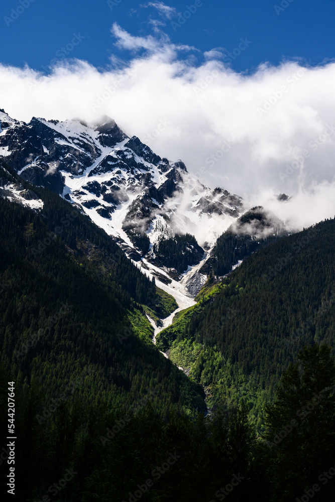 Rugged mountain range with high snow-covered peaks, Pemberton, British Columbia, Canada
Rugged mountain range with high snow-covered peaks, Pemberton, British Columbia, Canada