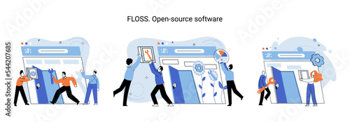 FLOSS. Open source software. Free product anyone can freely redistribute, modify and completely remake, can be improved, modernized thanks to inventions of users. Tiny programming language persons