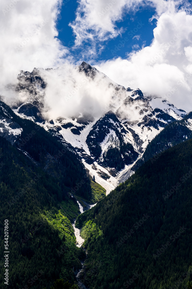 Rugged mountain range with high snow-covered peaks, Pemberton, British Columbia, Canada
Rugged mountain range with high snow-covered peaks, Pemberton, British Columbia, Canada