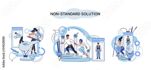Non standart solution solving problem metaphor, answer to question or creativity idea innovation help business success. Alternative decision or business strategy plan, fallback option business choice