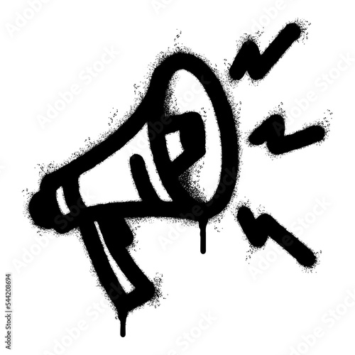 Spray Painted Graffiti Megaphone icon Sprayed isolated with a white background. graffiti Megaphone with over spray in black over white. Vector illustration.