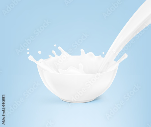 Realistic crown milk splashes with drops. Vector illustration. Ready to use for your design. EPS 10.	