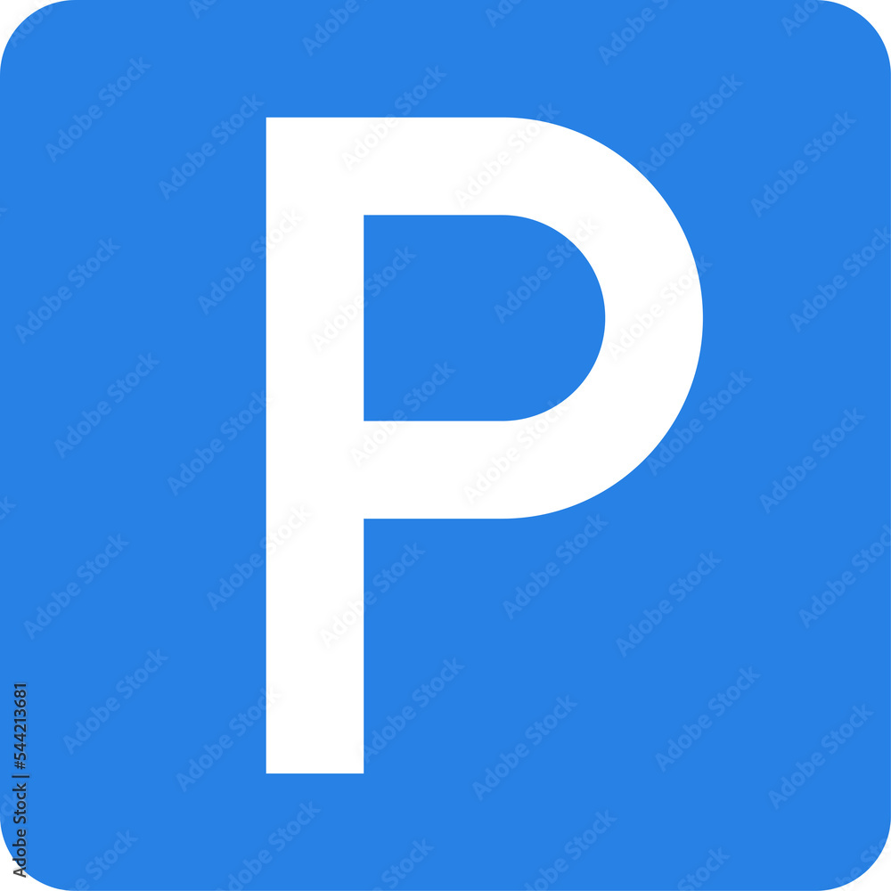 Parking sign in blue. Park symbol on transparent background. Parking