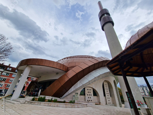 Ilidza, Bosnia and Herzegovina - November 04 2022. Exterior of beautiful modern Central mosque Ilidza in Sarajevo photo