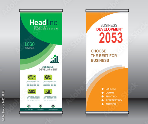 Roll up banner template design, banner, layout, advertisement, pull up, polygon background, vector illustration, business flyer, display, x-banner, flag-banner, Info graphics, presentation.