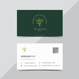 Modern professional green business card template, with floral logo