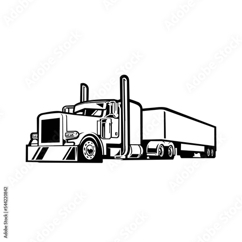 Premium Semi truck 18 Wheeler Trailer Silhouette Monochrome Vector. Best fro Trucking and Freight related Industry