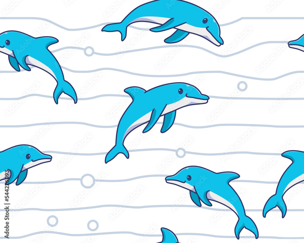 Obraz premium seamless pattern dolphin illustration background