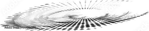 Dot halftone swirl or polar mandala with dashed rays.  Space for copy text. Vector.
