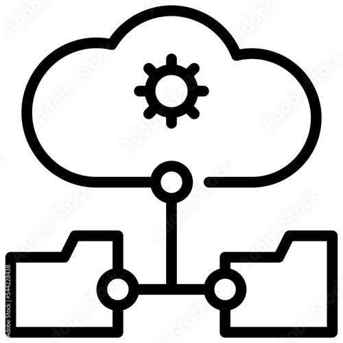 setting clloud storage folder data transfer icon simple line