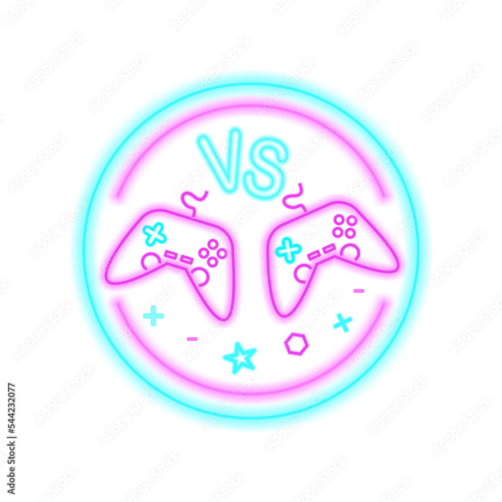 Versus games neon light illustration on transparent background Versus games neon light illustration on transparent background