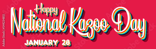 Happy National Kazoo Day, January 28. Calendar of January Retro Text Effect, Vector design