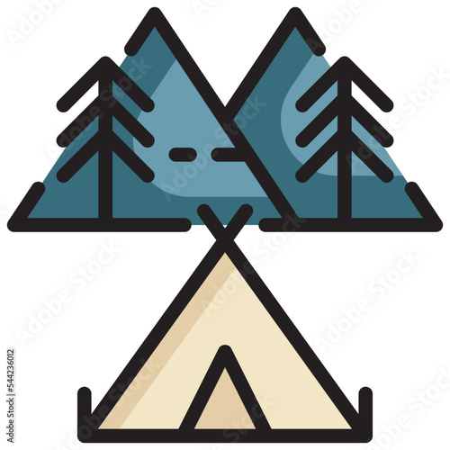 camping campground tent outdoor filled outline icon