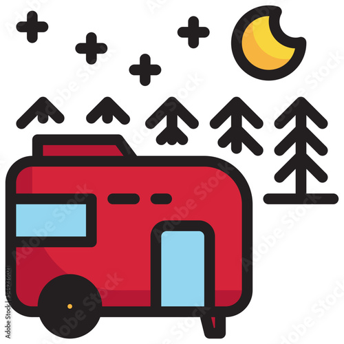car camp camping campground outdoor vacation filled outline icon