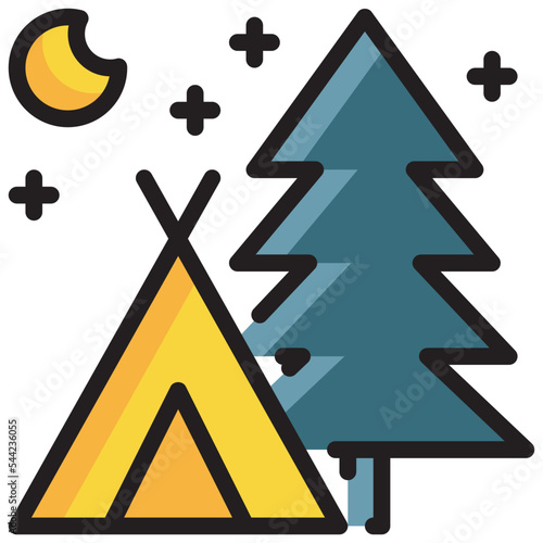 travel tent campground camping outdoor filled outline icon