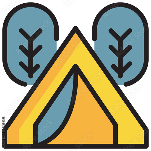 tree campground forest camping vacation filled outline icon