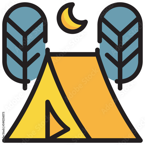 vacation forest campground camping tree filled outline icon