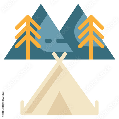 camping campground tent outdoor flat style icon