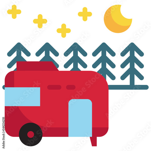 car camp camping campground outdoor vacation flat style icon