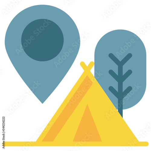 location campground camping tent outdoor flat style icon