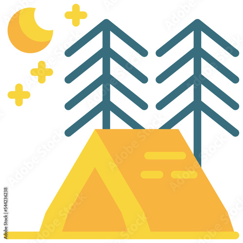 outdoor vacation campground tent camping flat style icon