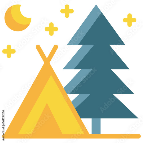 travel tent campground camping outdoor flat style icon