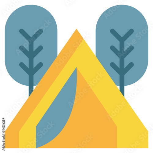 tree campground forest camping vacation flat style icon