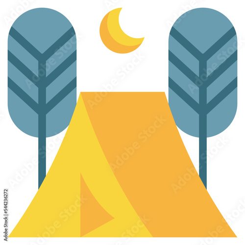 vacation forest campground camping tree flat style icon
