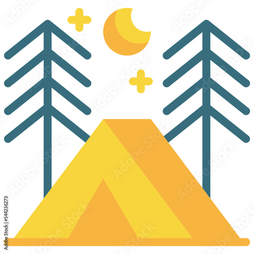 vacation travel camping campground forest flat style icon