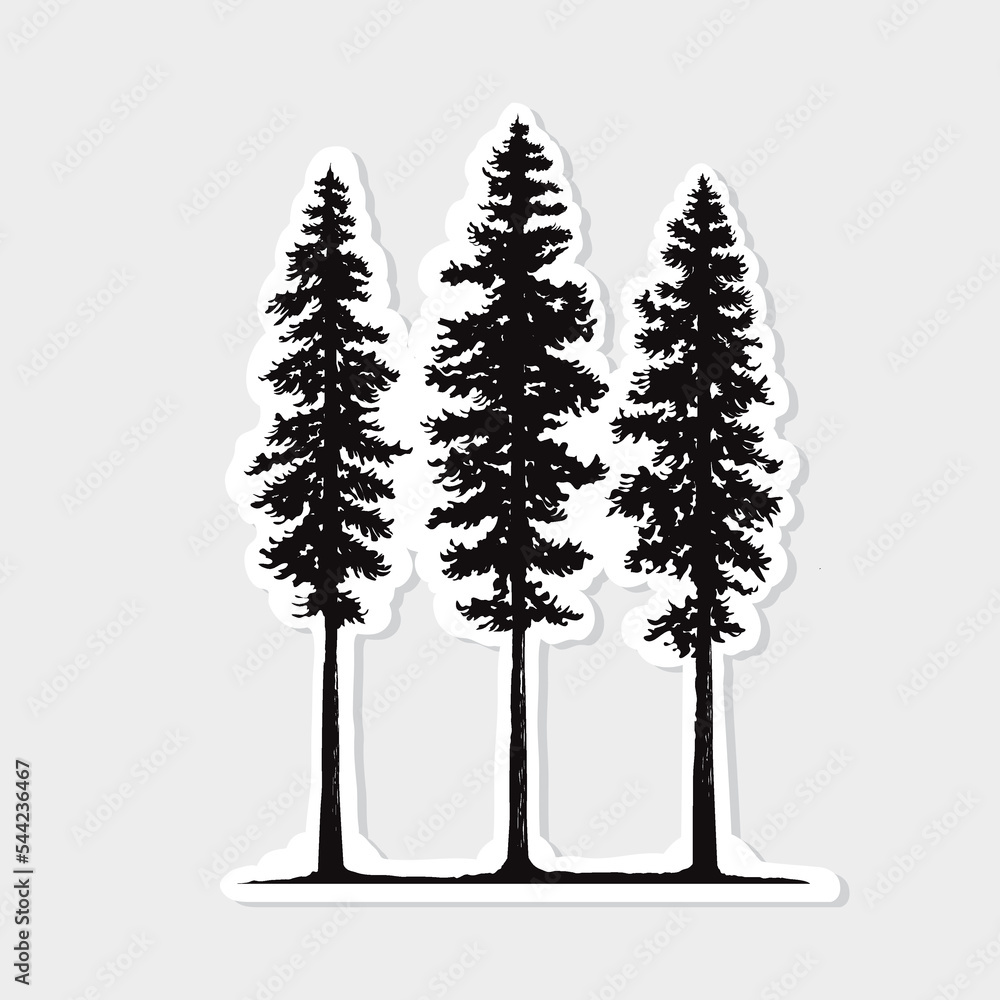 Fototapeta premium Pine tree sticker illustration