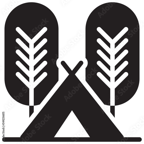tent camping campground tree outdoor solid glyph icon
