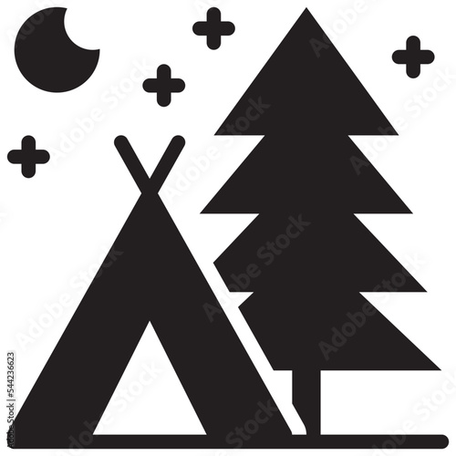 travel tent campground camping outdoor solid glyph icon