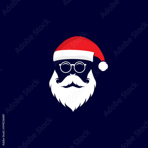 simple logo santa claus wearing glasses logo vector icon illustration