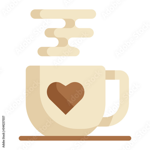 coffee love drink hot cup flat style icon