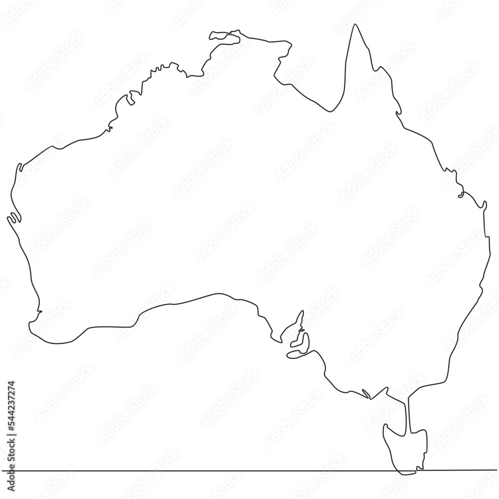 Continuous line drawing of map Australia vector line art illustration Continuous line drawing of map Australia vector line art illustration
