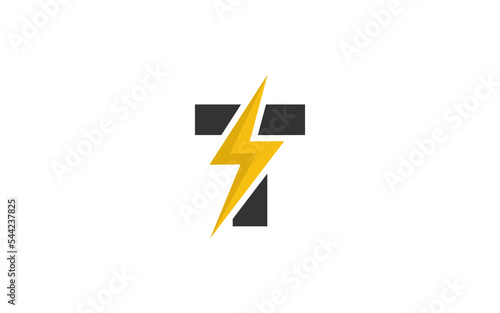 T logo energy vector for identity company. initial letter volt template vector illustration for your brand.