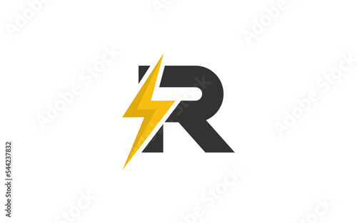 R logo energy vector for identity company. initial letter volt template vector illustration for your brand.