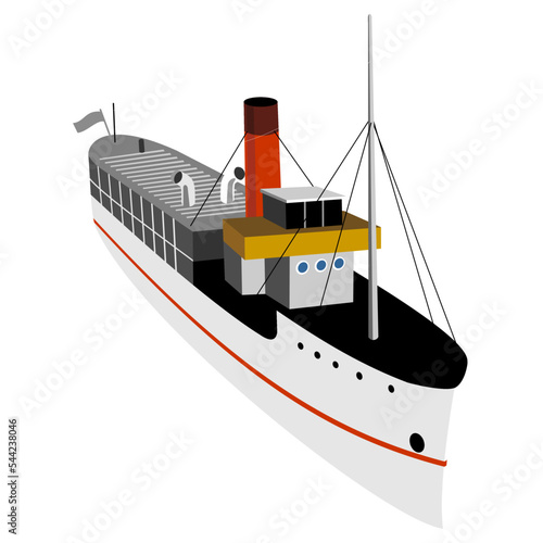 Wallpaper Mural WPA style illustration of a passenger twin screw steamer steamship boat viewed overhead from a high angle done in retro style on isolated background