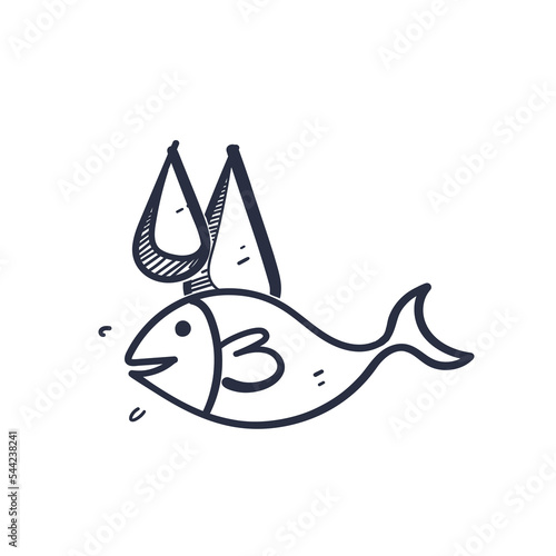 hand drawn doodle oil fish illustration vector