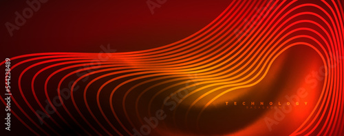 Techno neon wave lines, dynamic electric motion, speed concept. Templates for wallpaper, banner, background, landing page, wall art, invitation, prints