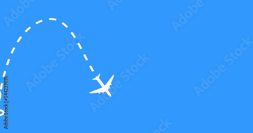 travel flying route destination. tourism and travel concept. Travel on airplane map. air plane flight route with start point. line trace animation design 4k video photo