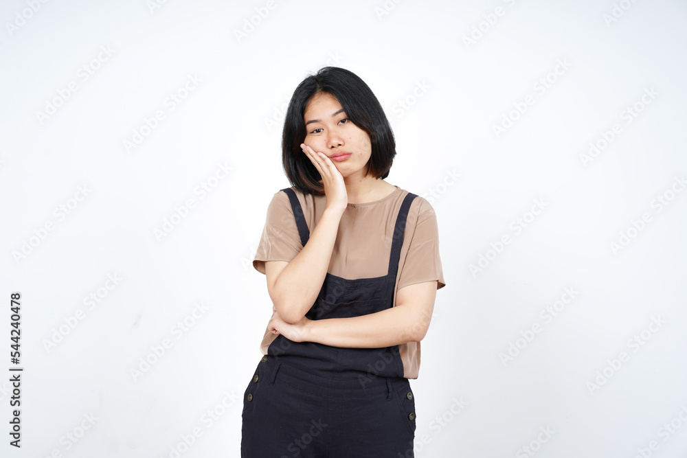 Boring Gesture of Beautiful Asian Woman Isolated On White Background Boring Gesture of Beautiful Asian Woman Isolated On White Background