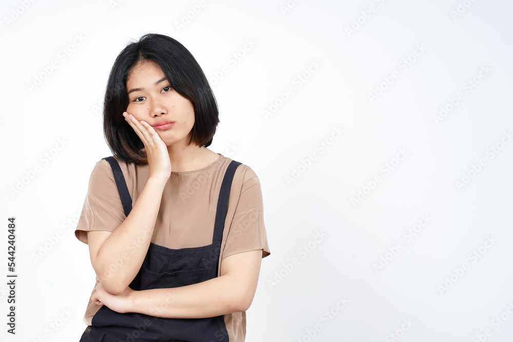 Boring Gesture of Beautiful Asian Woman Isolated On White Background Boring Gesture of Beautiful Asian Woman Isolated On White Background