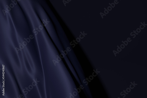 Glossy solid navy blue fabric 3D
