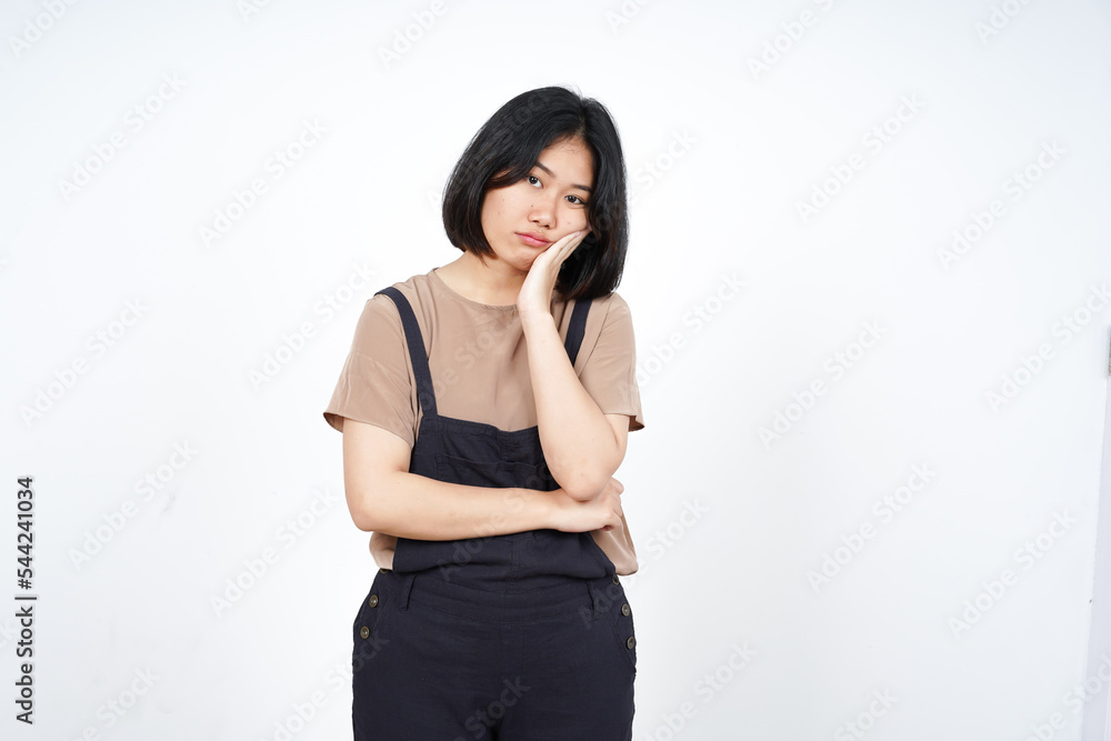 Boring Gesture of Beautiful Asian Woman Isolated On White Background Boring Gesture of Beautiful Asian Woman Isolated On White Background