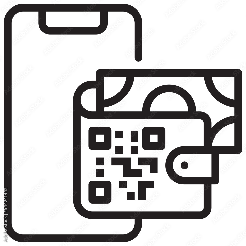digital wallet mobile qr scan simple line icon digital wallet mobile qr scan simple line icon